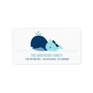 Mum and Baby Whale Baby Shower {blue} Label