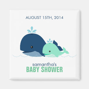 Mum and Baby Whale Baby Shower {green} Magnet