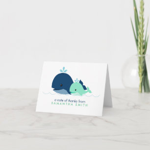 Mum and Baby Whale Baby Shower {green} Thank You Card
