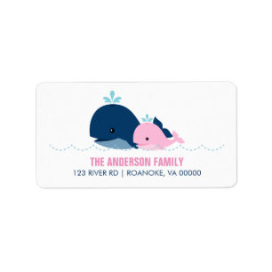 Mum and Baby Whale Baby Shower {pink} Label