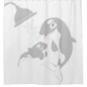 Mum And Baby Whales Shadow Buddies in Shower Curtain