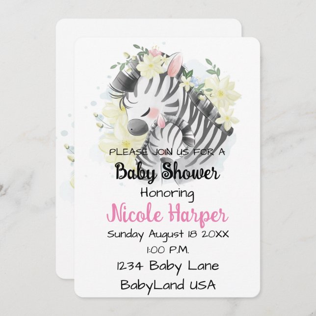 Mum and Baby Zebra Holiday Card (Front/Back)
