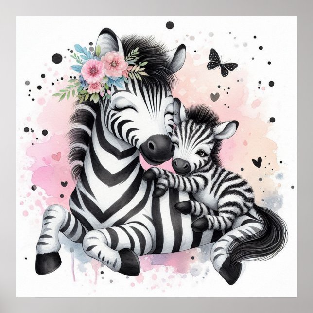 Mum and Baby Zebra  Poster (Front)