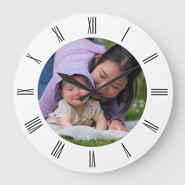 Mum and Child Circle Shape Family Photo Large Clock (Front)