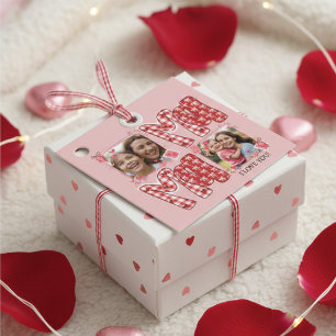 Mum and Child Valentine's Day Red Plaid Hearts Favour Tags