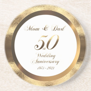 Mum and Dad 50th Golden Wedding Anniversary 2021 Coaster