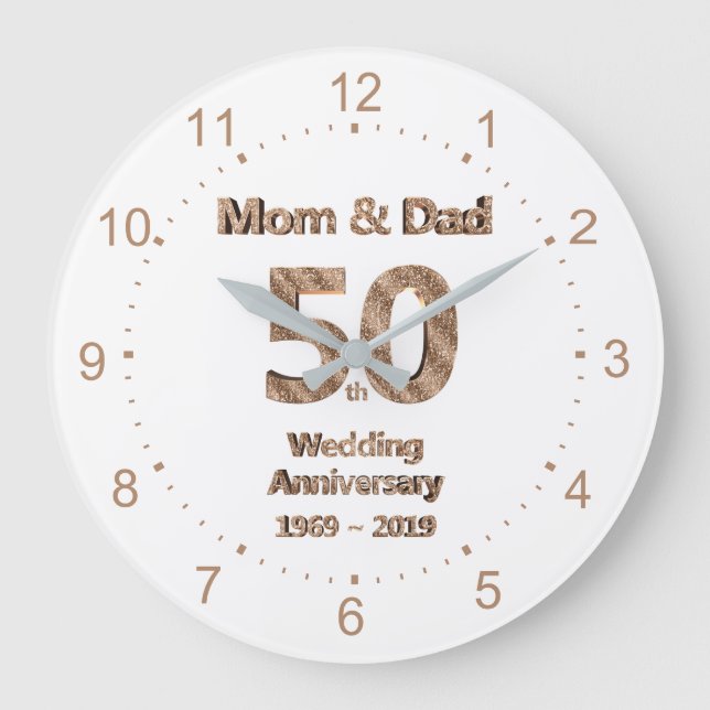 Mum and Dad 50th Wedding Anniversary 2019 Large Clock (Front)
