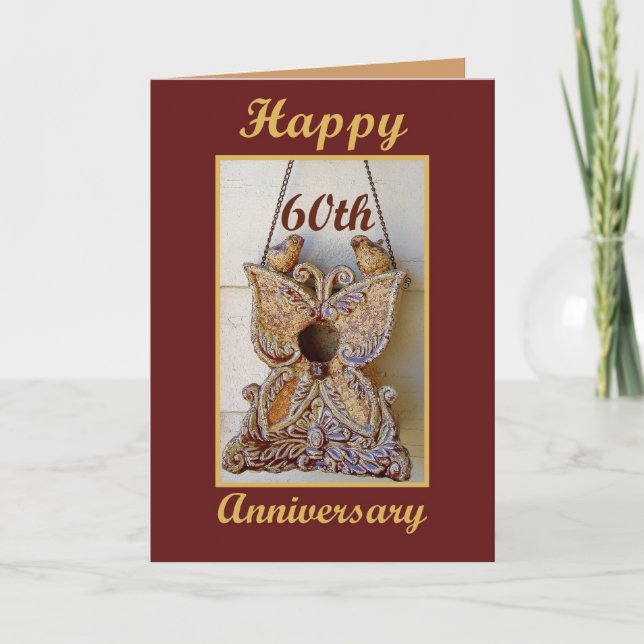 Mum and Dad 60th Anniversary with Love Birds Card (Front)
