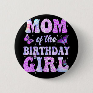 Mum And Dad Birthday Girl Butterfly Family Party D 6 Cm Round Badge