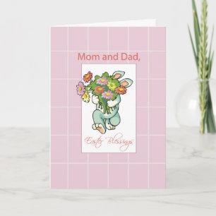 Mum and Dad Bouquet of Easter Blessings Holiday Card