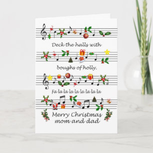Mum and Dad Christmas Sheet Music Deck The Halls Holiday Card