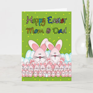 Mum And Dad Easter Card With Easter Bunnies