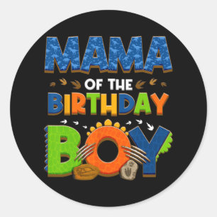 Mum And Dad Mama Birthday Boy Dinosaur Family Part Classic Round Sticker