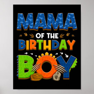 Mum And Dad Mama Birthday Boy Dinosaur Family Part Poster