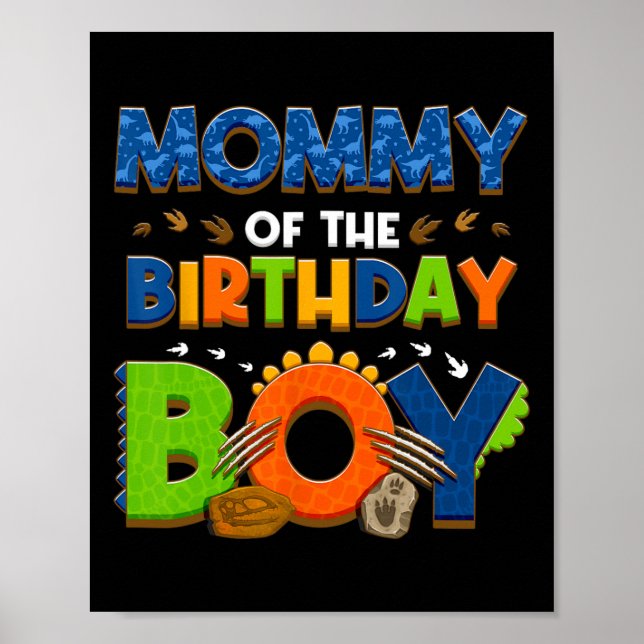 Mum And Dad Mummy Birthday Boy Dinosaur Family Par Poster (Front)