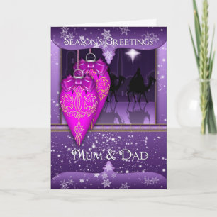 mum and dad, season's greetings holiday card in pu