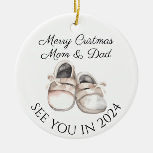 Mum and Dad to be new baby pregnancy announcement  Ceramic Ornament