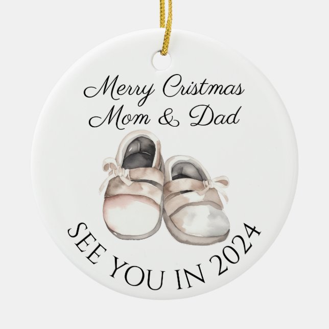 Mum and Dad to be new baby pregnancy announcement  Ceramic Ornament (Front)