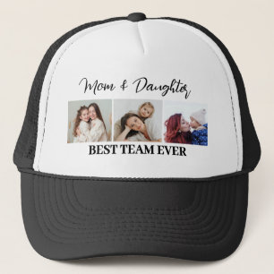 Mum and Daughter Best Team Ever Custom 3 Photos Trucker Hat