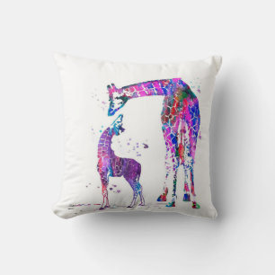 Mum And Daughter Giraffe Gift, Family Lover Gift Cushion