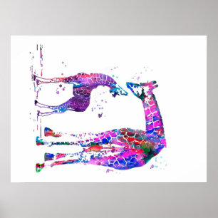 Mum And Daughter Giraffe Gift, Family Lover Gift Poster