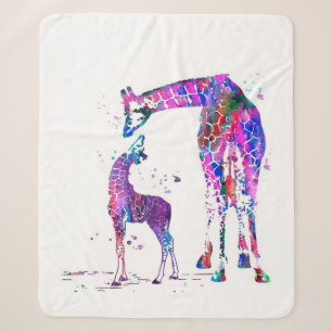 Mum And Daughter Giraffe Gift, Family Lover Gift Sherpa Blanket