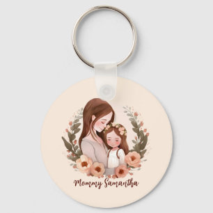 Mum and Daughter with Rose Wreath 2 Key Ring