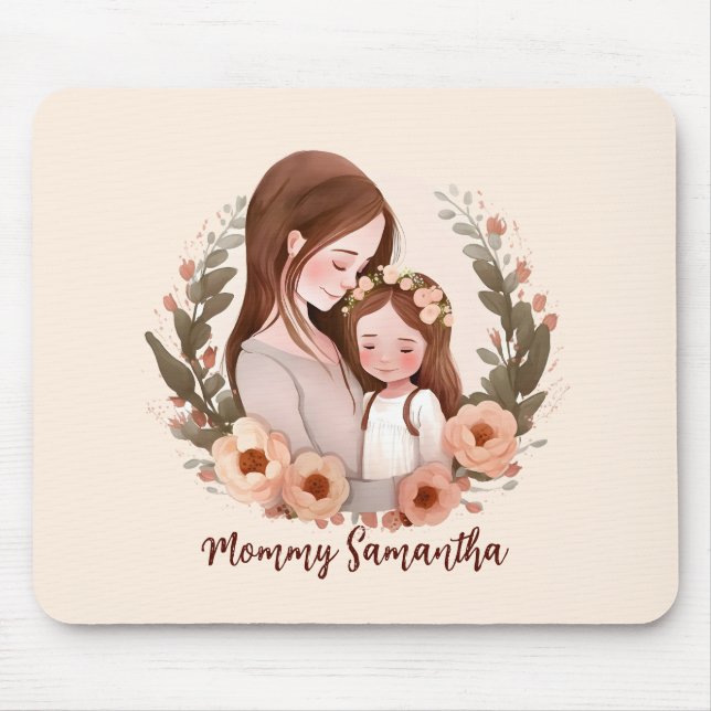 Mum and Daughter with Rose Wreath 2 Mouse Pad (Front)
