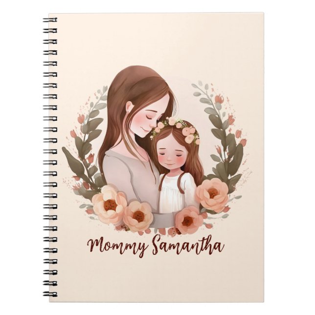 Mum and Daughter with Rose Wreath 2 Notebook (Front)