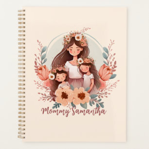 Mum and Daughters with Floral Background Planner