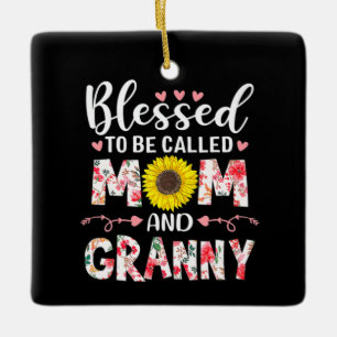 Mum And Granny Floral Birthday Ceramic Ornament
