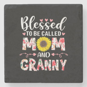 Mum And Granny Floral Birthday Stone Coaster