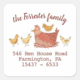 Mum and Kids Return Address Square Sticker