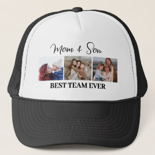 Mum and Son Best Team Ever Custom 3 Photos Trucker Hat