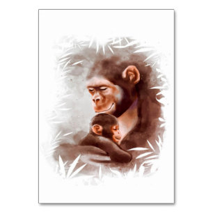 Mum And Son Monkey Paint, Monkey Family Birthday Table Number
