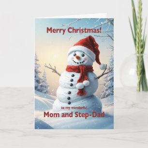 Mum and Step Dad Christmas Snowman  Holiday Card