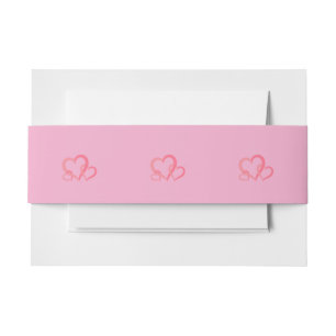 Mum and Twin Interlocking Hearts Baby Shower  Invitation Belly Band
