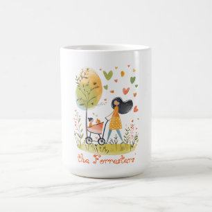 Mum and Twins on Stroller Coffee Mug