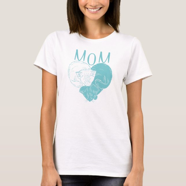 Mum and Two Heart Cats T-Shirt (Front)