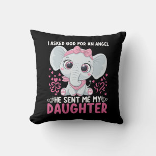 Mum Art He Sent Me Elephant Daughter Cushion