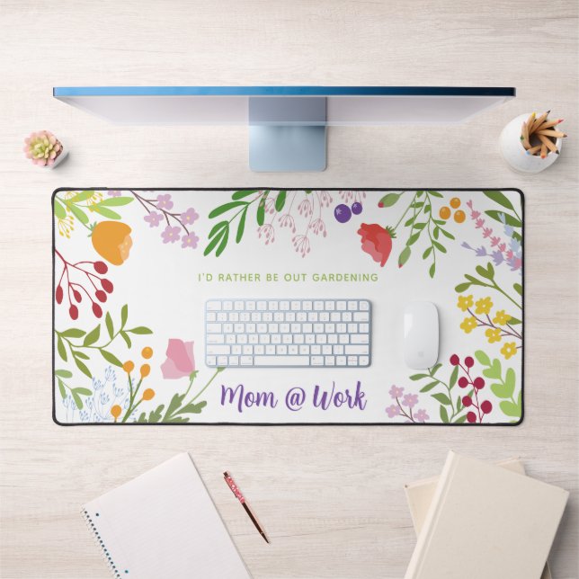 Mum At Work Modern Floral Personalised Desk Mat (Office 1)