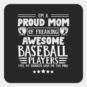 Mum Awesome Baseball Players Square Sticker