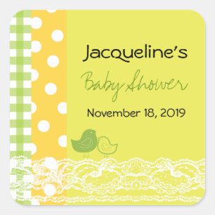 Mum & Baby Bird Lace Cute Baby Shower Gift Tag