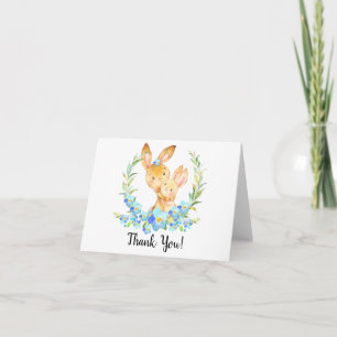 Mum & Baby Bunny Boys Shower Thank You Note Card