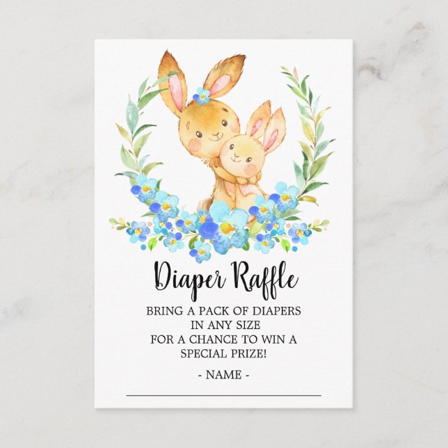 Mum & Baby Bunny Shower Diaper Raffle Ticket Enclosure Card (Front)