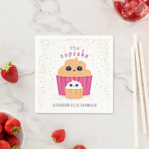 Mum & Baby Cupcake Baby Shower Napkin