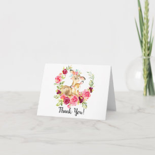 Mum & Baby Deer Girls Shower Thank You Note Card