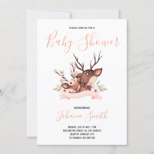 Mum Baby Deer Pink Baby Shower Invitation