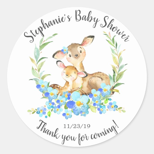 Mum & Baby Deer  Shower Favour Sticker (Front)