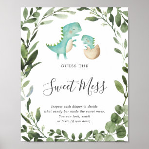 Mum Baby Dinosaur Baby Shower Guess The Sweet Mess Poster